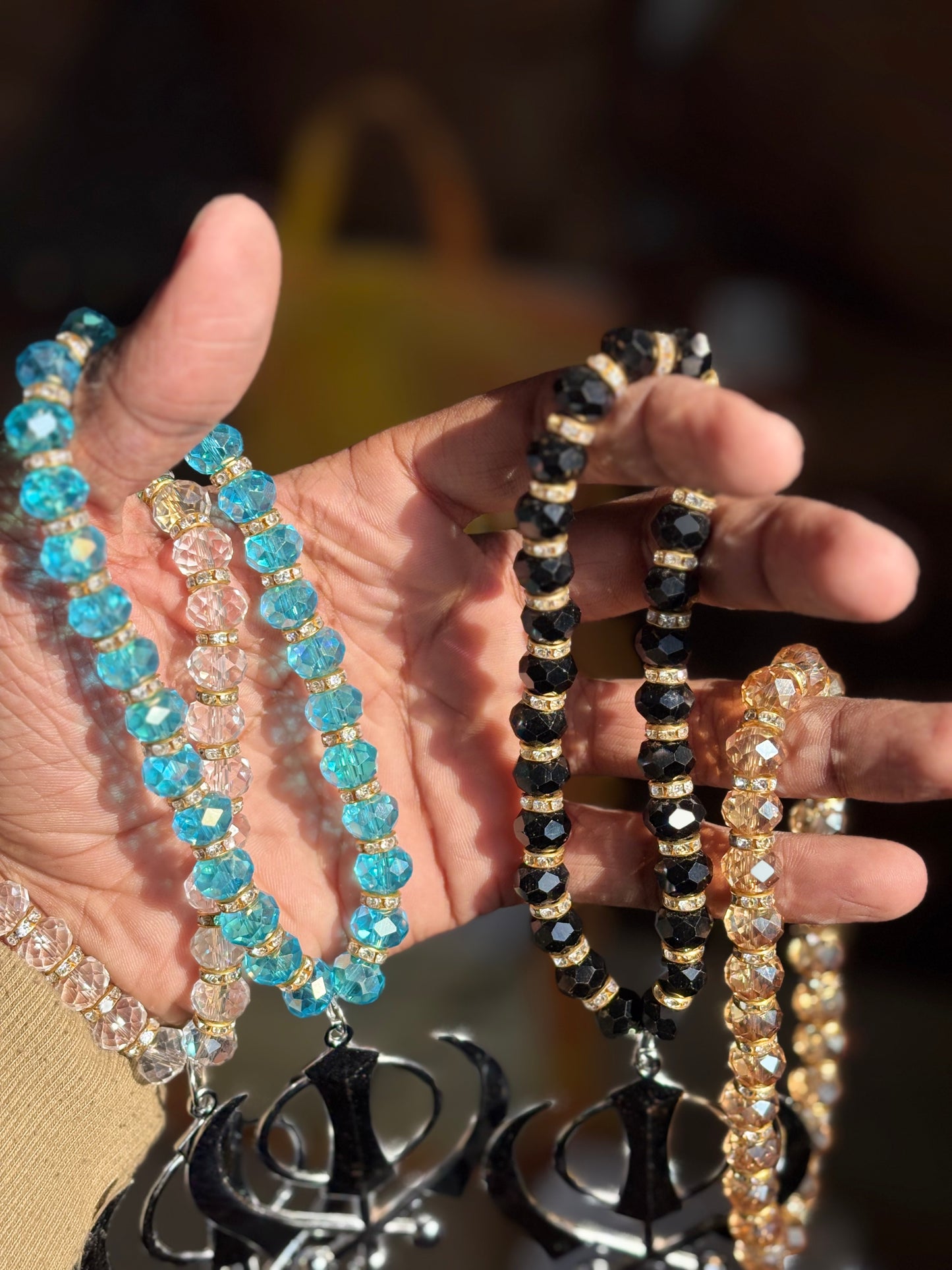 Premium Khanda Car Hanging ( Pure Stones )